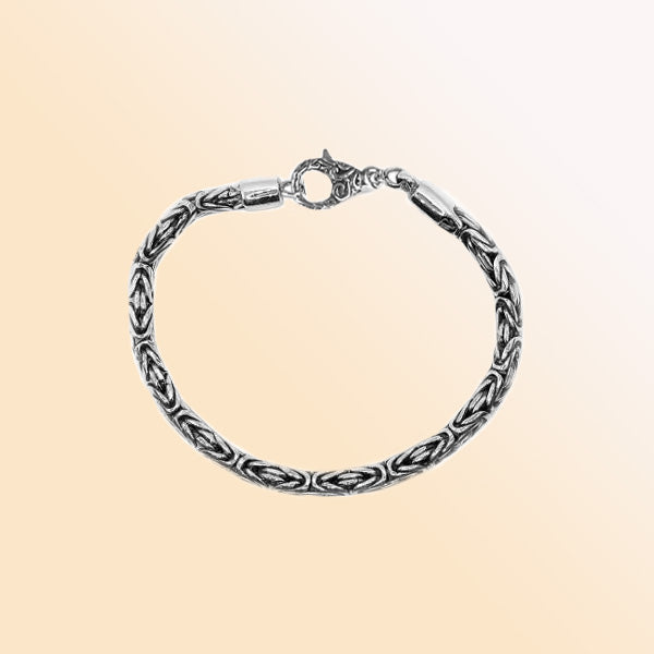 AB-1000-S-6MM Byzantine Style Sterling Silver Bracelet With Lobster Jewelry Bali Designs Inc 7