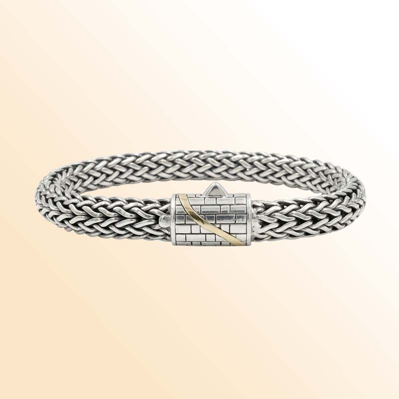 Artisan Sterling Silver Braided Bracelet With 18K Gold Accent