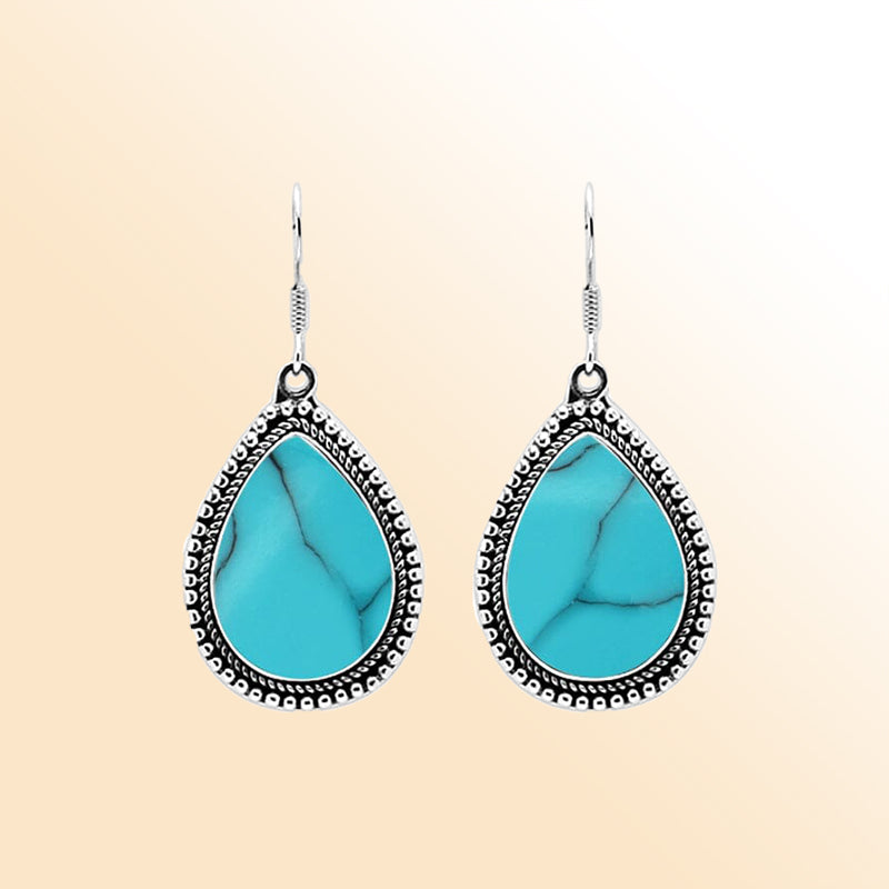 Sterling Silver Hand Crafted Pear Shape Earring With Turquoise Shell Jewelry Bali Designs Inc
