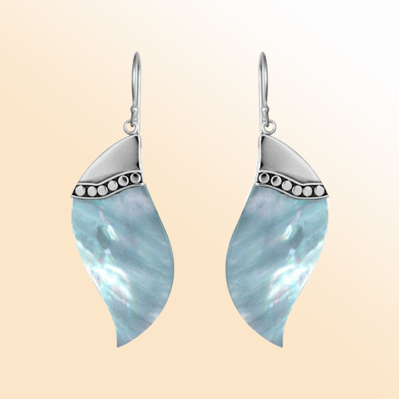 AE-1049-SH Sterling Silver Fancy Shape Earring With Shell Jewelry Bali Designs Inc
