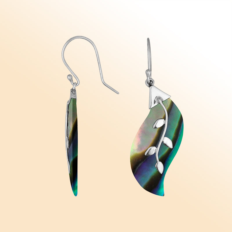 AE-1096-AB Sterling Silver Fancy Earring With Abalone Shell Jewelry Bali Designs Inc