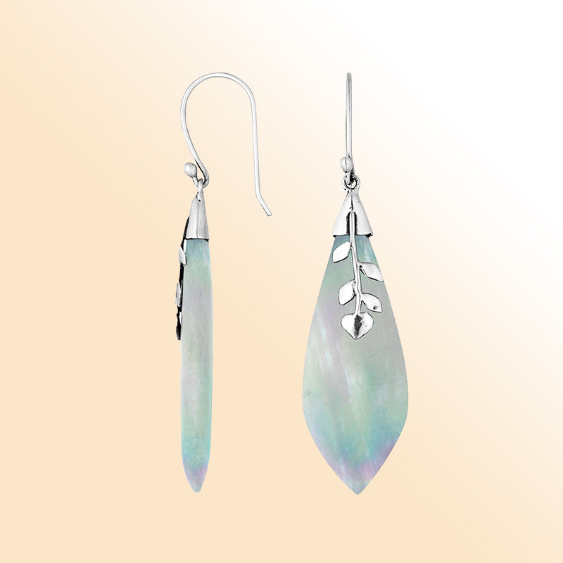 AE-1102-MOP Sterling Silver Pear Shape Earring With Mother Of Pearl Jewelry Bali Designs Inc