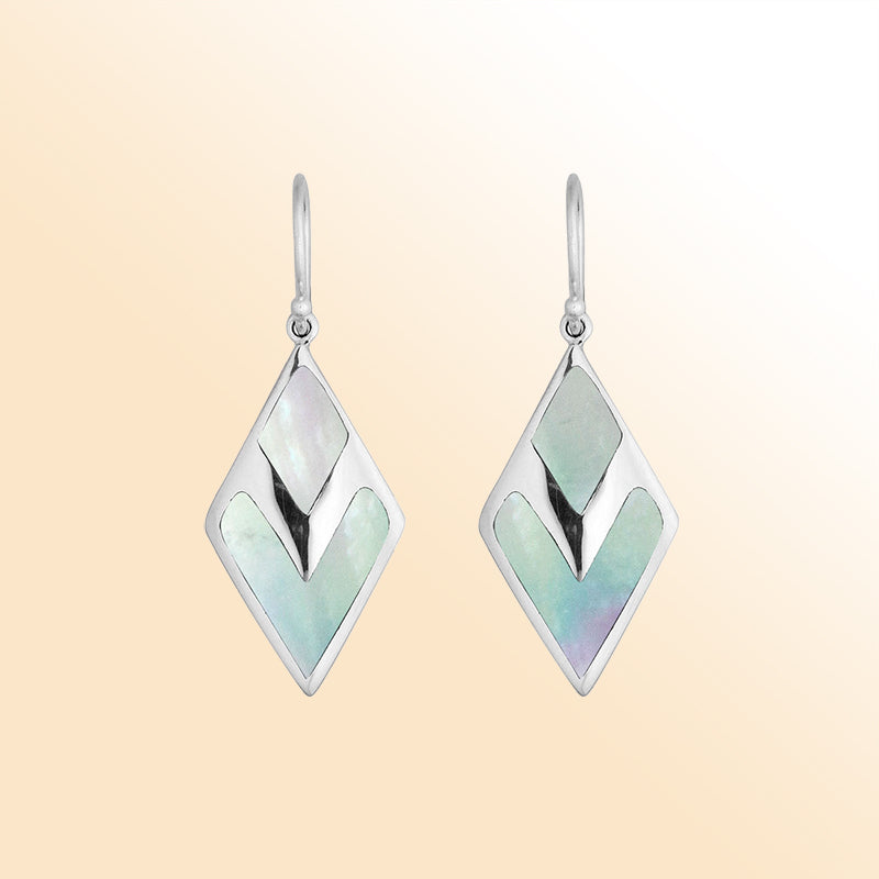 AE-1104-MOP Sterling Silver Fancy Earring With Mother Of Pearl Jewelry Bali Designs Inc