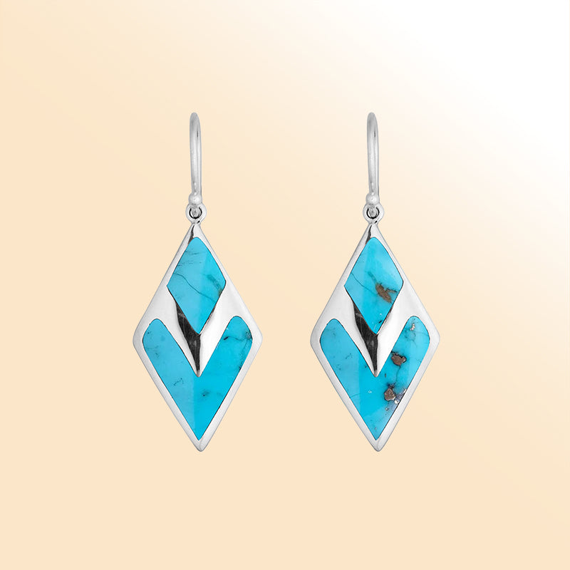 AE-1104-TQ Sterling Silver Fancy Earring With Turquoise Shell Jewelry Bali Designs Inc