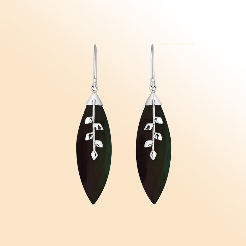 AE-1108-SHB Sterling Silver Earring With Black Shell Jewelry Bali Designs Inc