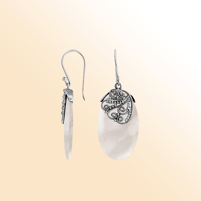 AE-1114-MOP Sterling Silver Earring With Mother Of Pearl Jewelry Bali Designs Inc