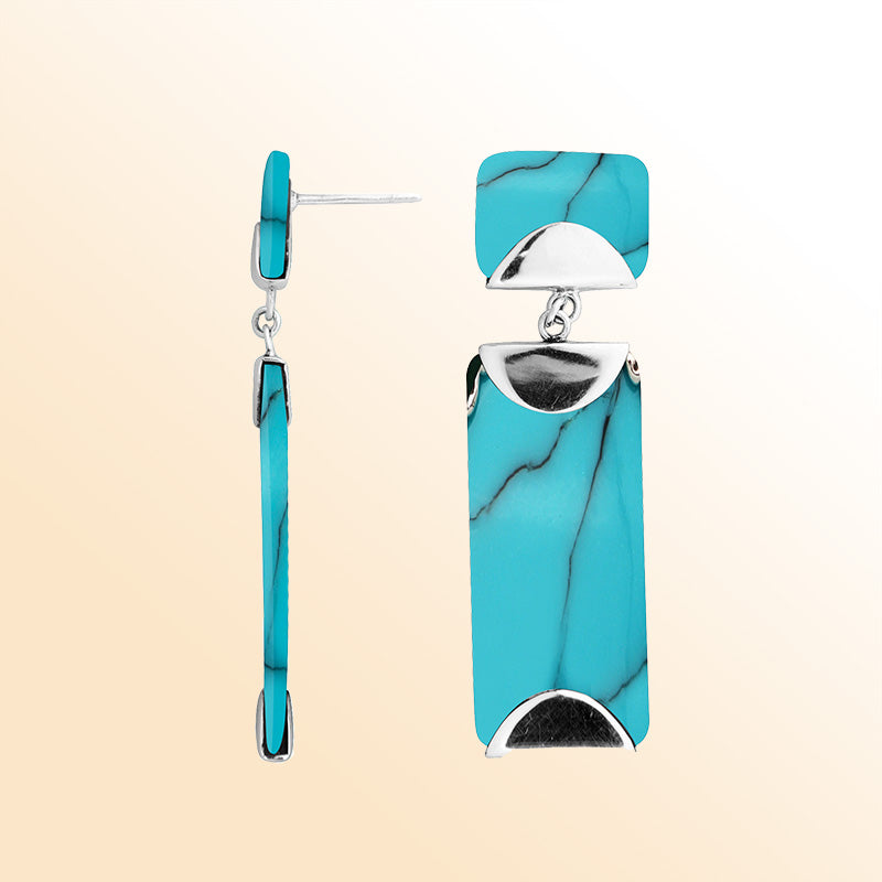 Elegant Turquoise Shell sterling silver dangle earrings