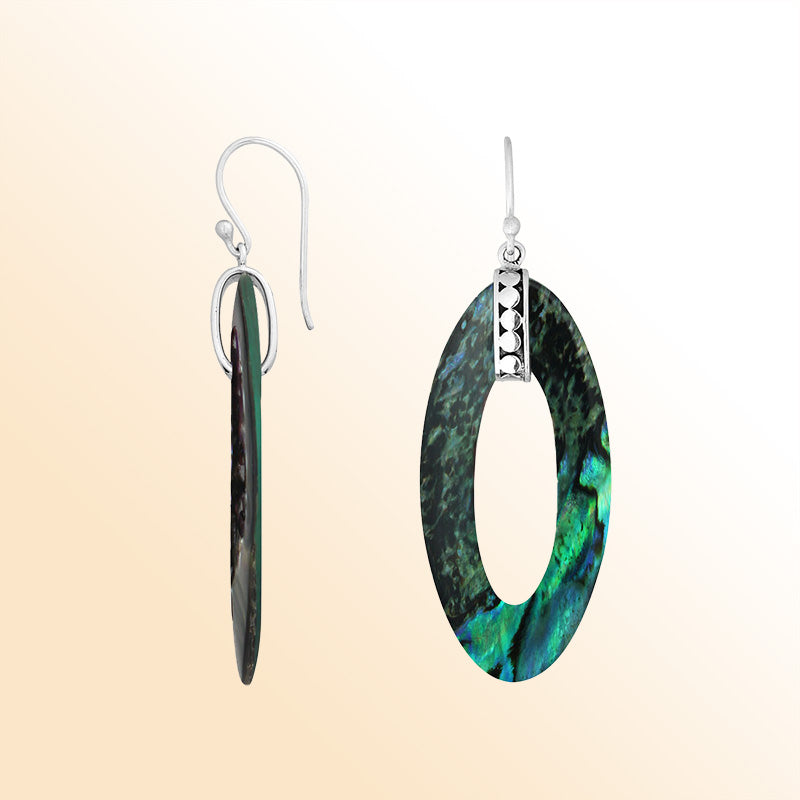 Sterling Silver Abalone Shell Ocean Glow Oval Earrings