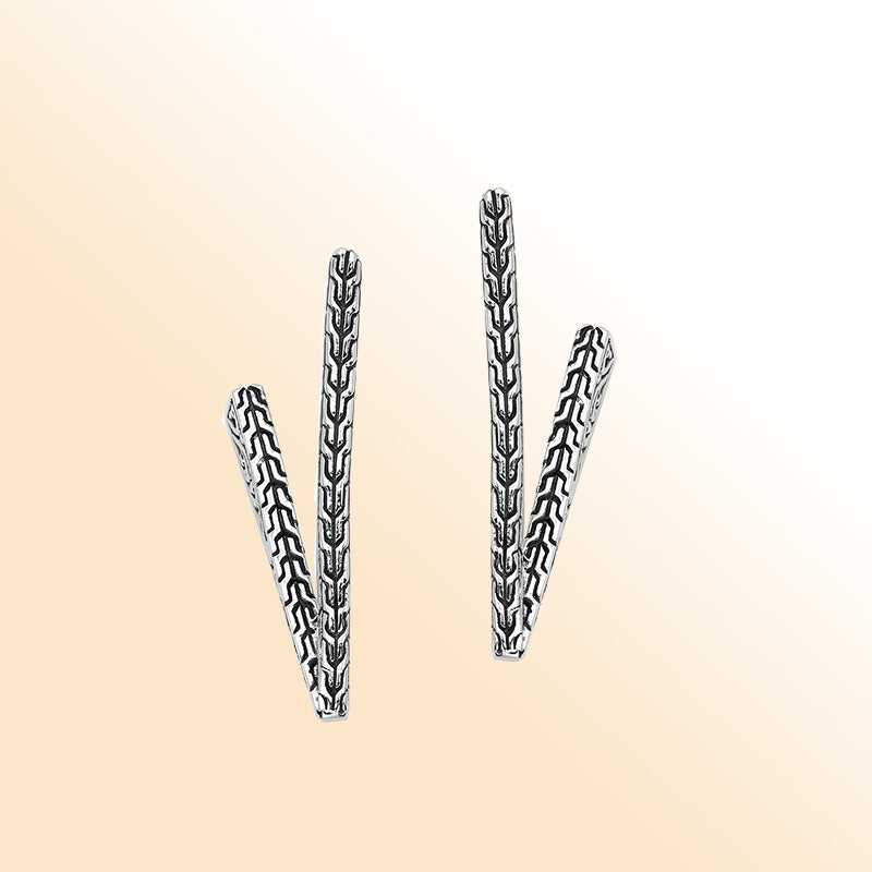 Sterling Silver Artistic V-Shaped Textured Earrings