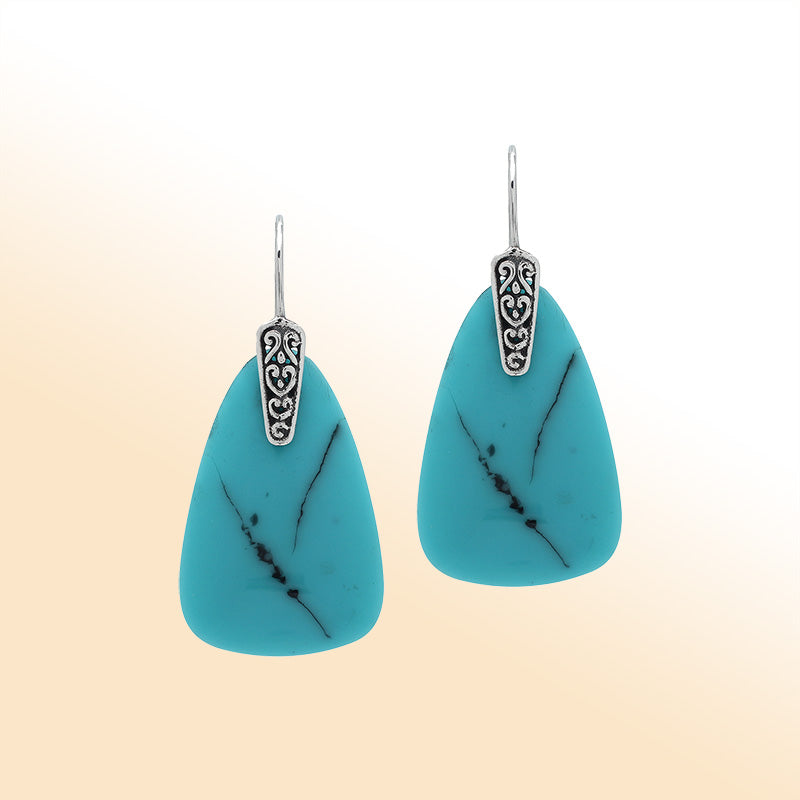 Sterling Silver Turquoise Shell Artistic Drop Earrings