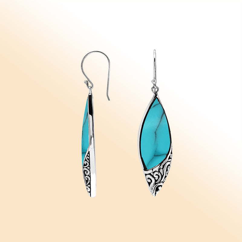 Sterling Silver Turquoise Shell Artistic Drop Earrings