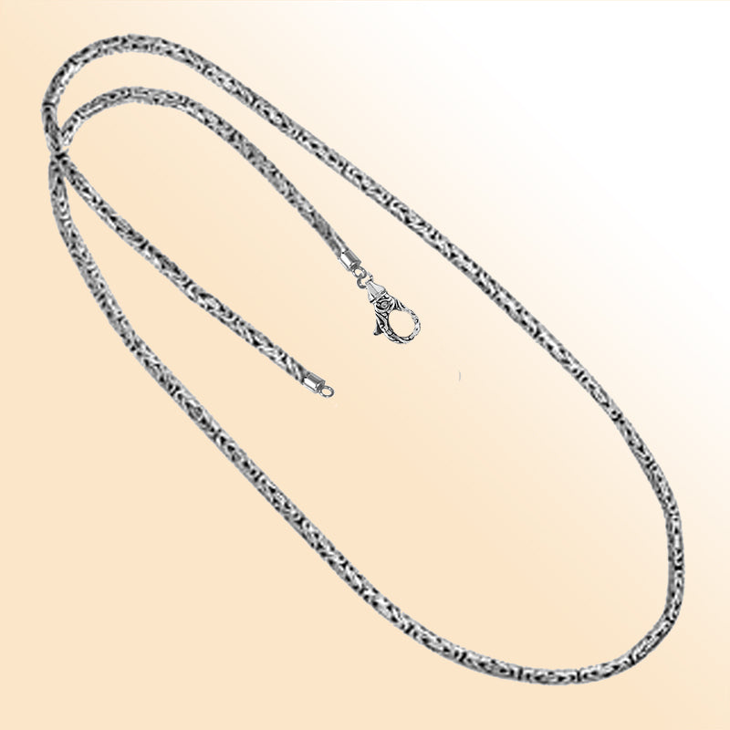 Handwoven sterling silver 2mm Balinese chain necklace with hook clasp