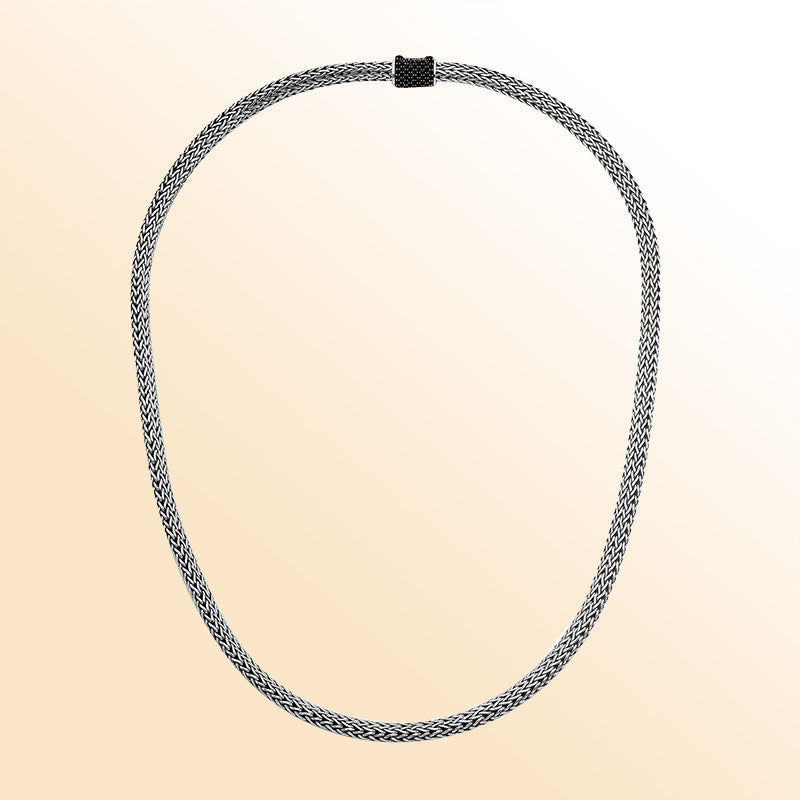 AN-1122-CZB-16" Sterling Silver Necklace With Black Cubic Zirconia Jewelry Bali Designs Inc