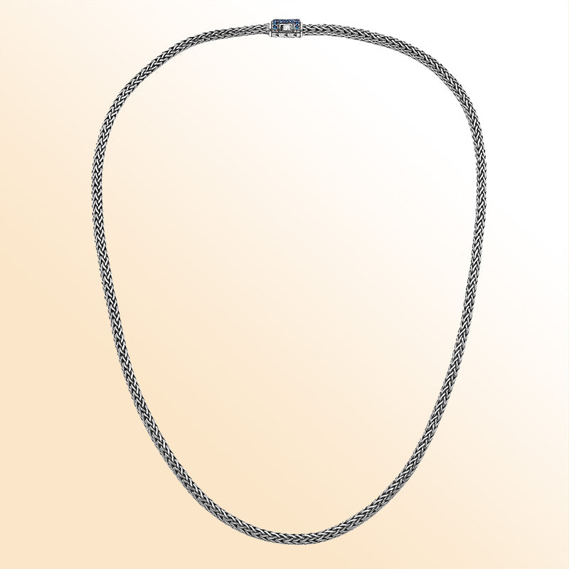 AN-1122-SP-16" Sterling Silver Necklace With Sapphire Q. Jewelry Bali Designs Inc