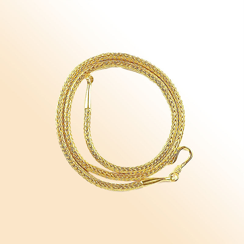 18K Gold Overlay 3MM Handcrafted Bali Necklace with Hook Lock