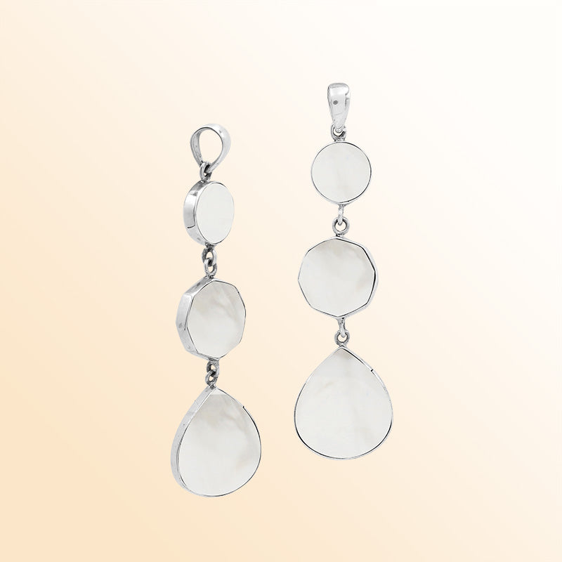 Handcrafted Sterling Silver Cascading Mother Of Pearl Pendant From Bali.