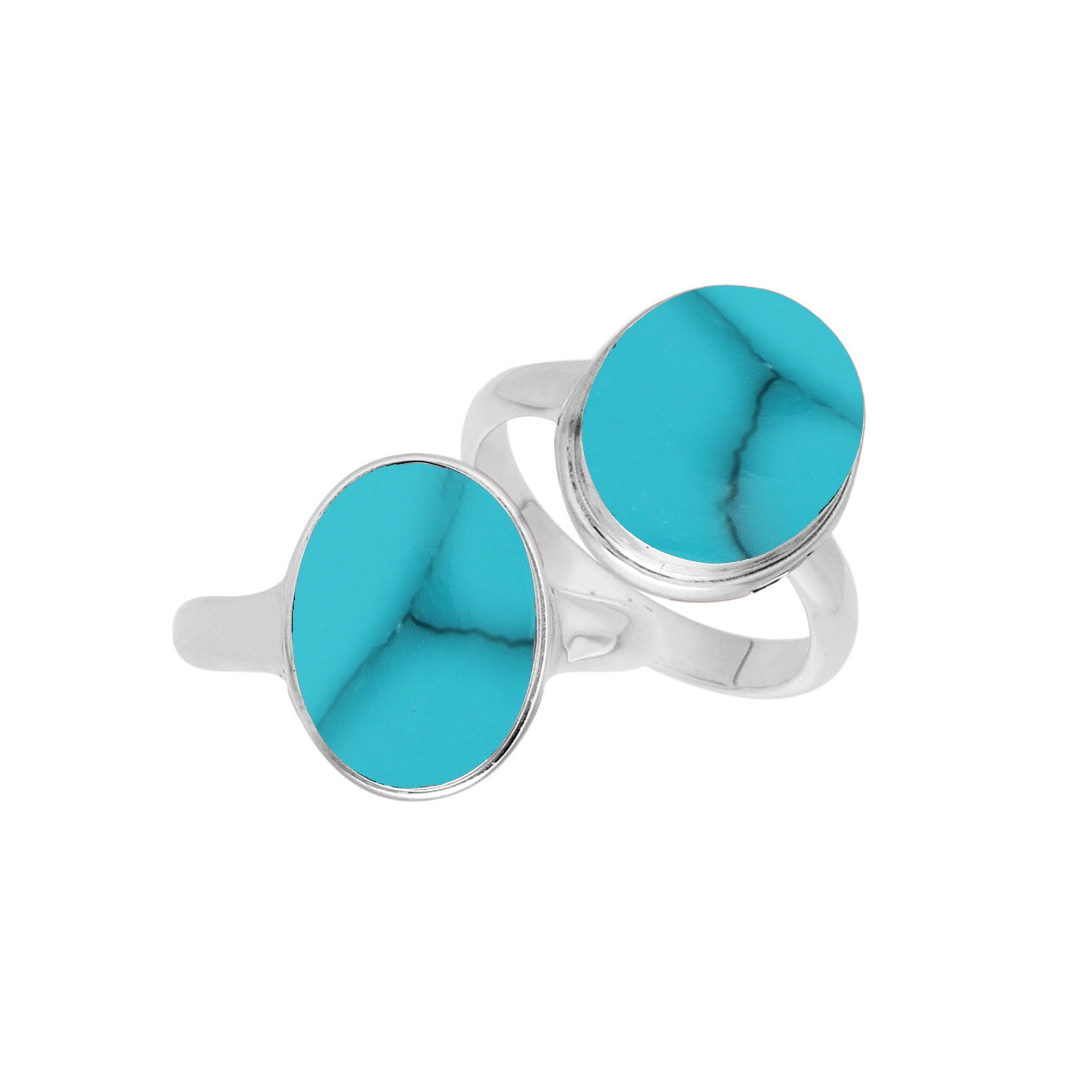 Sterling silver oval Turquoise Shell ring with sleek bezel setting and polished band, handcrafted artisan statement jewelry for women.