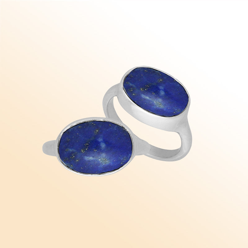 AR-6160-LP-6'' Sterling Silver Oval Shape Ring With Lapis Jewelry Bali Designs Inc