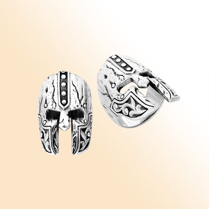Bold Sterling Silver Spartan Helmet Statement Ring