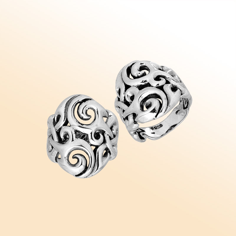 Handcrafted Sterling Silver Elegant Pretty Designer Artistic Ring From Bali.