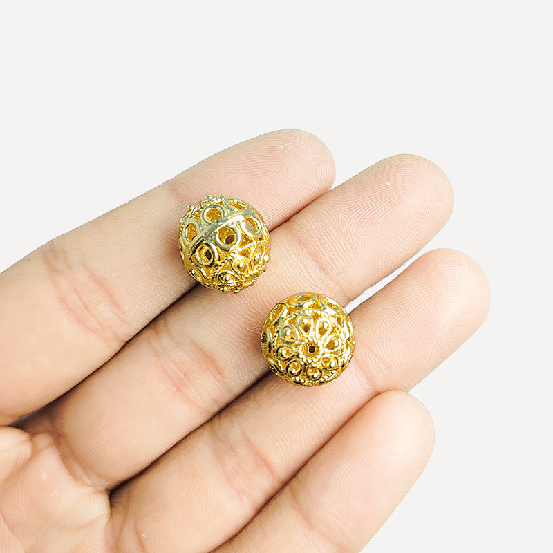 Handcrafted 18K Gold Overlay filigree bead from India for retail jewelry making.