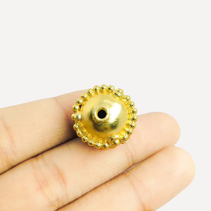 Handcrafted 18K Gold Overlay copper bead from India with granulated detailing