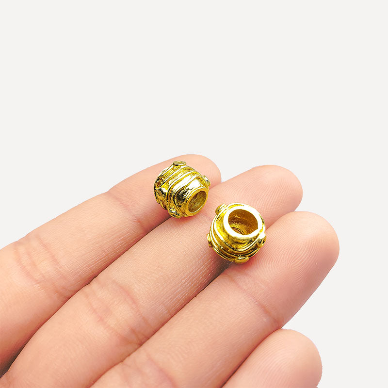 18K gold overlay artisan coil-pattern bead handcrafted in India.