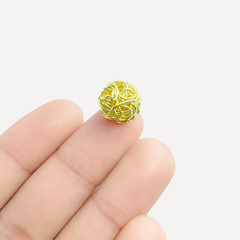 Handcrafted wire-wrapped bead with 18K Gold Overlay from India for DIY jewelry making