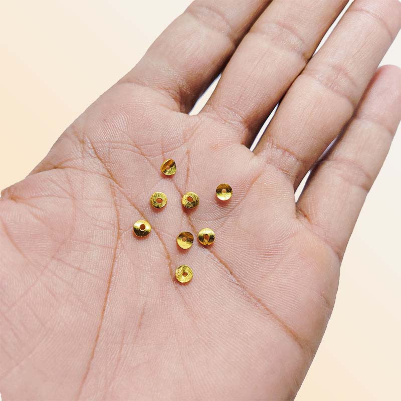Handcrafted textured disc bead with 18K Gold Overlay from India for DIY jewelry projects