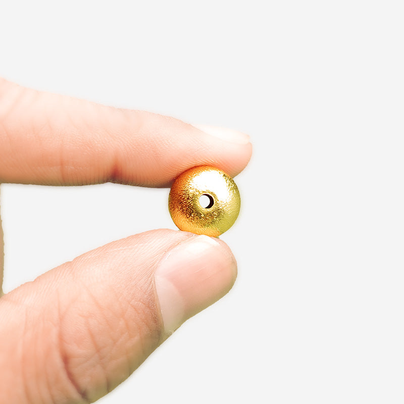 18K gold overlay handcrafted saucer shape textured bead from India for retail jewelry crafting