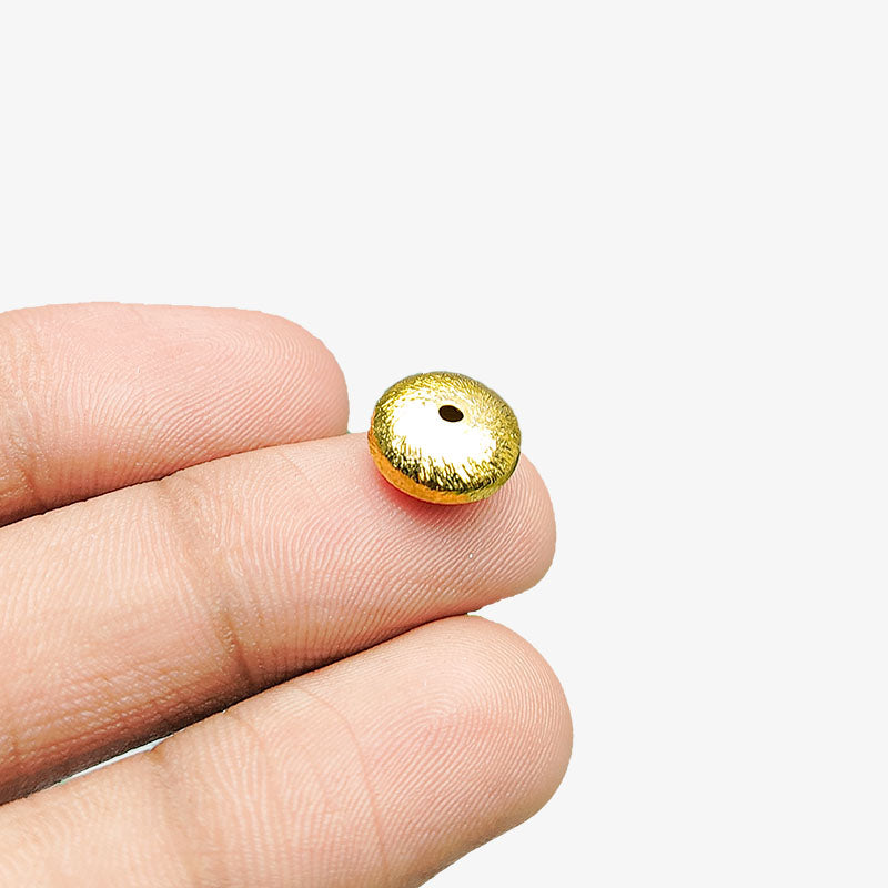18K gold overlay handcrafted flat saucer textured bead from India for retail jewelry crafting