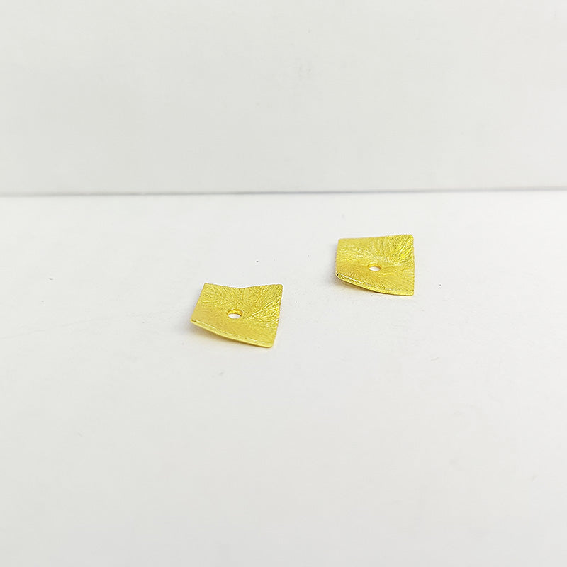 18K gold overlay handcrafted 3D wavy square shape brushed bead from India for retail jewelry making