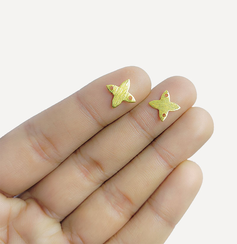 Handcrafted four petal shape chip bead with 18K Gold Overlay Over Copper made in India
