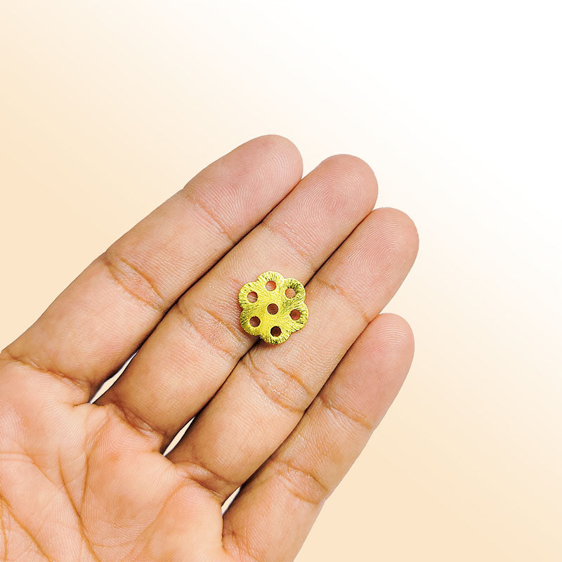 Elegant 18K gold overlay floral spacer bead from India for handmade jewelry designs