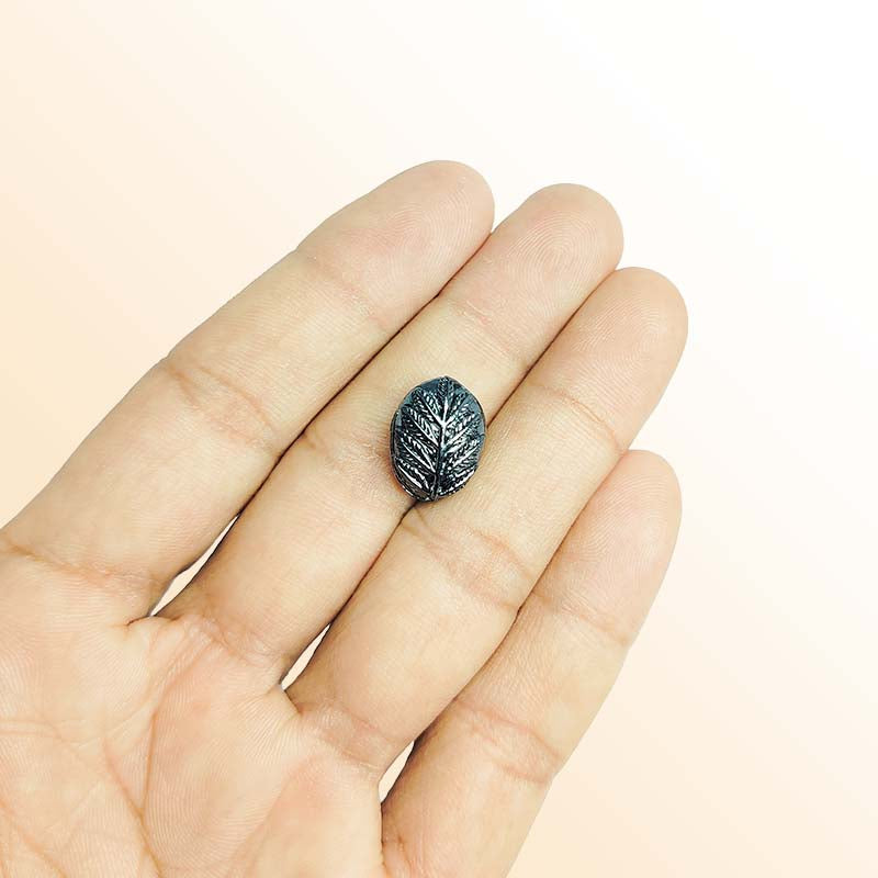 Elegant Black Rhodium overlay oval leaf bead handcrafted in India for fashion jewelry designs