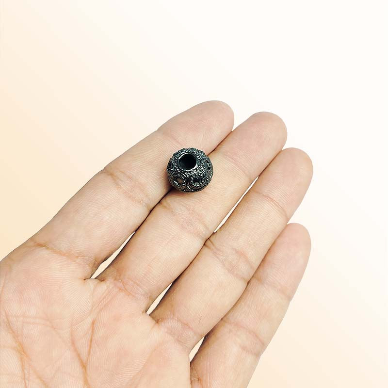 Black Rhodium overlay decorative bead handcrafted in India for designer jewelry and statement pieces