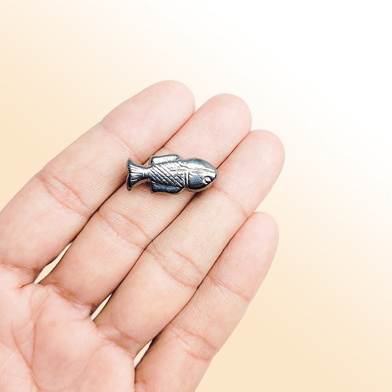 Handcrafted black rhodium overlay copper fish-shaped bead from India for jewelry making