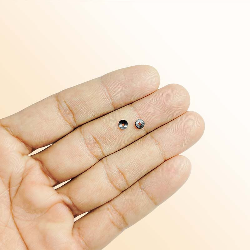 Handcrafted black rhodium overlay copper round disc bead from India for jewelry making