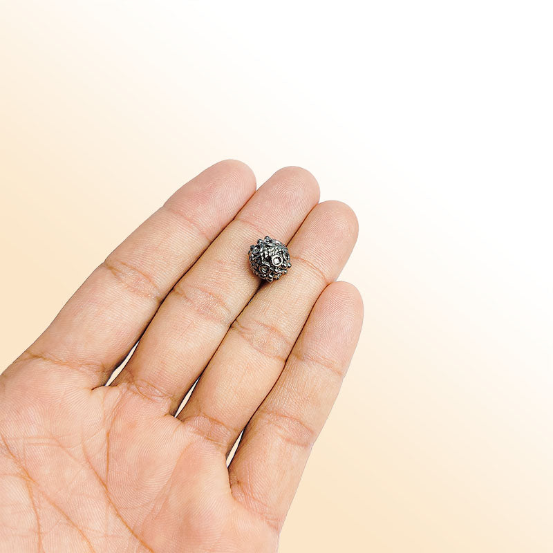 Black rhodium overlay copper decorative round bead handcrafted in India for retail jewelry designs