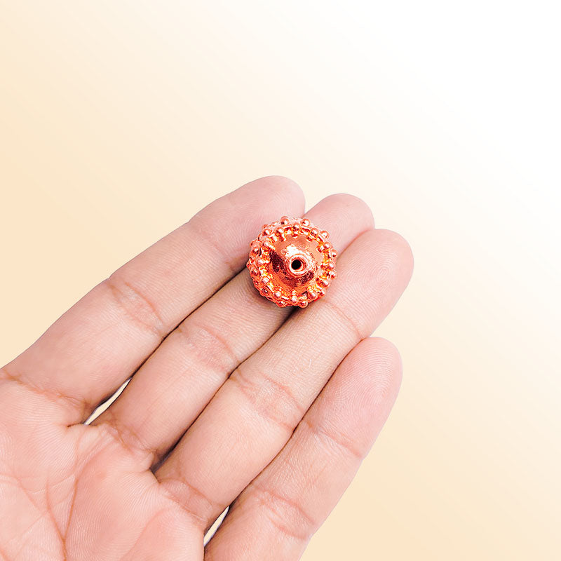 Rose Gold beaded round jewelry bead with textured design handcrafted in India for retail jewelry making