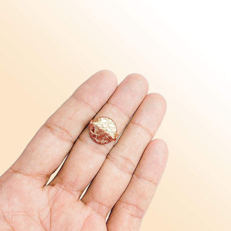 Rose gold artisan bead with textured design handmade in India for jewelry making