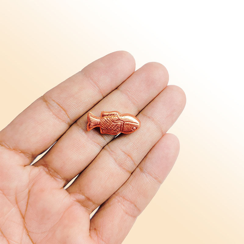 Handcrafted rose gold overlay copper fish accent made in India with engraved detailing