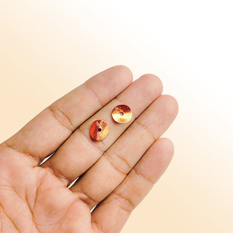 Handcrafted rose gold overlay copper textured disc made in India with brushed finish