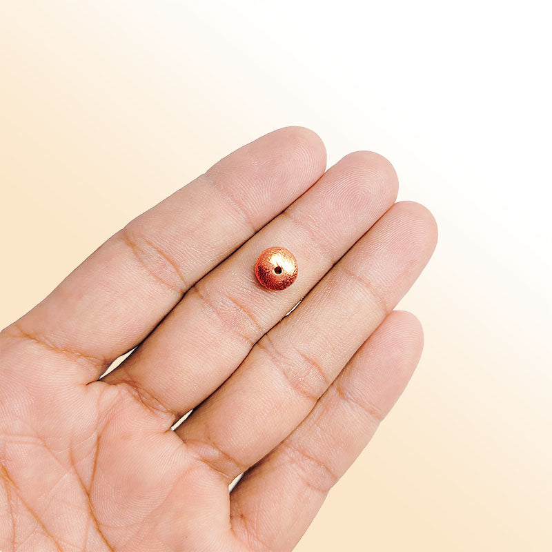 Handcrafted rose gold overlay copper flat domed spacer made in India with brushed finish