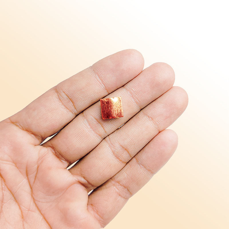 Handcrafted rose gold overlay copper flat square bead made in India with brushed finish