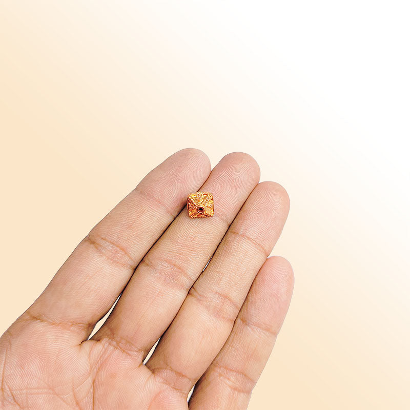 Handcrafted rose gold overlay copper decorative square bead made in India with textured finish