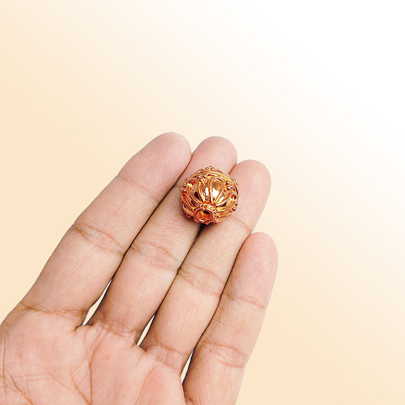 Decorative rose gold overlay copper bead handcrafted in India for retail jewelry making