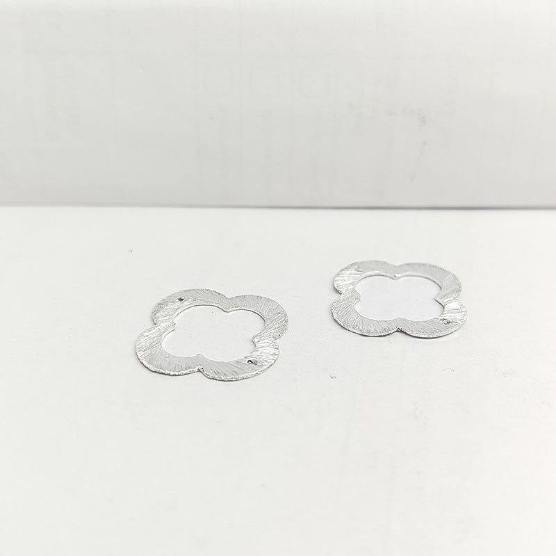 Silver overlay over copper quatrefoil clover connector handcrafted in India