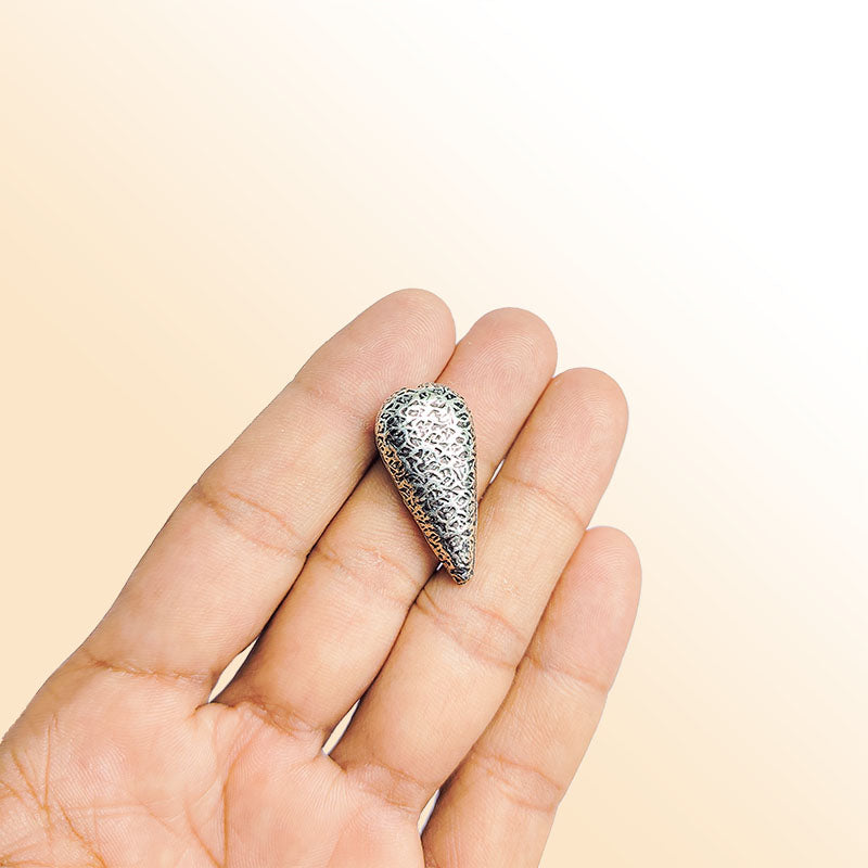 Indian silver overlay textured cone bead handcrafted in India with oxidized silver finish for jewelry making