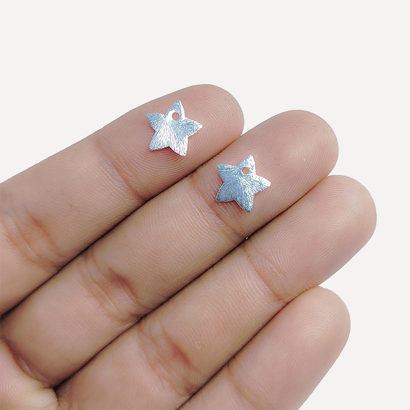 Silver Overlay Over Copper textured five point star charm handcrafted in India for handmade jewelry designs